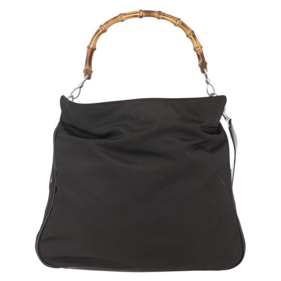 GUCCI Bamboo Hand Bag Nylon 2way Brown Silver 001 2123 1577 Auth 148948 - Picture 3 of 16